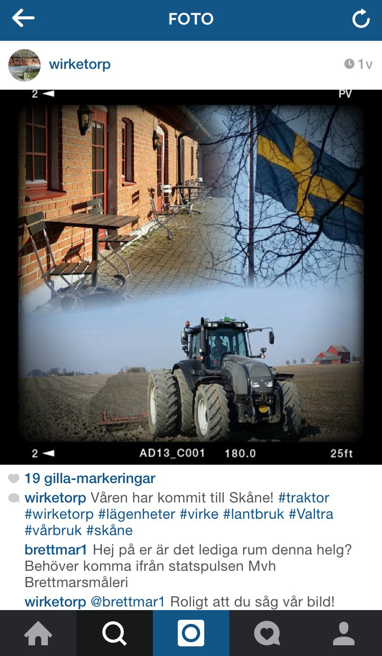 Instagram för företaget: Wirketorp fick respons på några sekunder på sin första bild